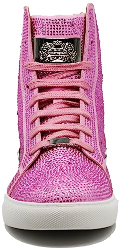 Image of Enzo Romeo Men's Fashion High Top Crystal Shimmer Rhinestone Blink Flat Sneakers Shoes