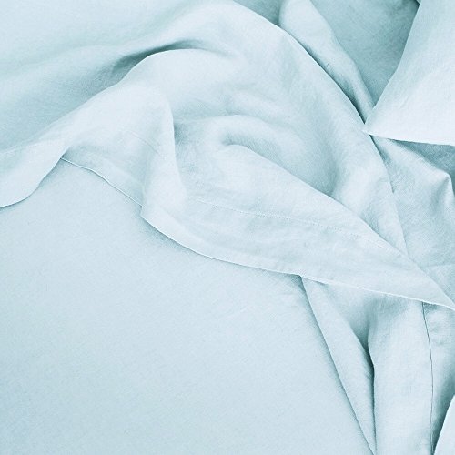 Lausonhouse Linen Bedding Sheet Set,100% French Linen Sheet Set,Deep Pocket,4 Pieces- Queen- Light Blue - Thumbnail 3