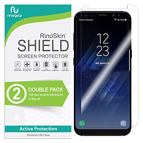 RinoGear (2-Pack) Screen Protector for Samsung Galaxy S8 Plus Screen Protector [Flexible Clear Film] Case Friendly Accessories
