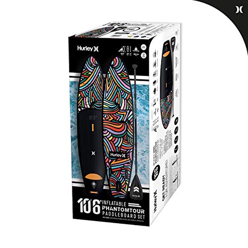 Hurley Phantomtour 10' 6" Stand Up Paddle Board With Hikeable Backpack, Air Pump, Adjustable Floating Paddle, Coiled Leash, Fin & Repair Kit (Color Wave) #TOP5