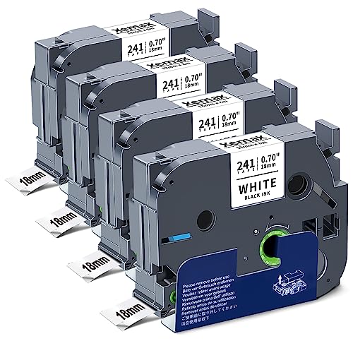 4x XemaX Label Tapes Compatibel voor Brother P-touch Linten 18mm x 8m TZe-241 Etiketteerbanden Zwart op Wit voor Brother Ptouch Labelprinter PT-D600 D400 D450 P900W E550W P750W P710BT