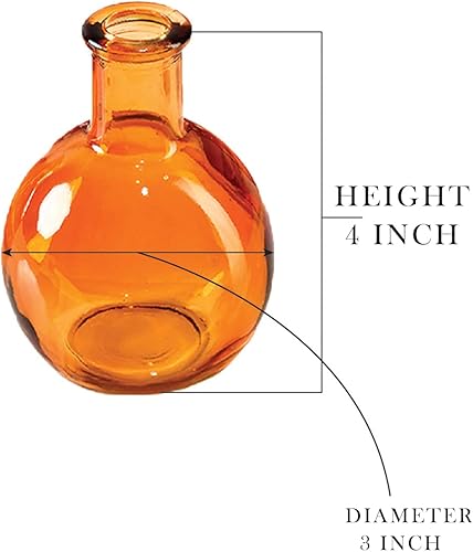 Miniatura 5 de Serene Spaces Living Juego de 6 jarrones pequeños de bola ámbar, jarrones de botella de vidrio vintage para bodas, eventos, fiestas, centros de mesa