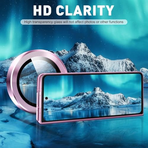 Image of TechTrendz Camera Lens Protector Ring for Samsung Galaxy Z Fold 7 Camera Aluminum Alloy Rings, Ultra-HD Full Coverage Anti Scratch Metal, Z Fold 7 Camera Lens Protector (3 Ring Included) (Rose Pink)
