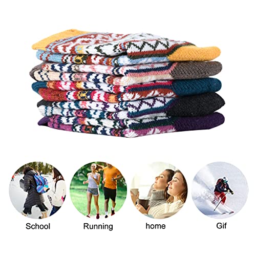 Image of YANGYANG 5 Pairs Winter Warm Thick Crew Knit Socks for Women, Christmas Gifts, Stocking Stuffers