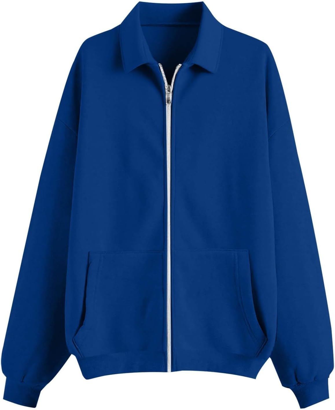 Zip Up Sweatshirt Women No Hood Oversized Casual Long Sleeve Full Zip Jacket with Pockets Fall 2025 Fashion Outerwear - Image 5