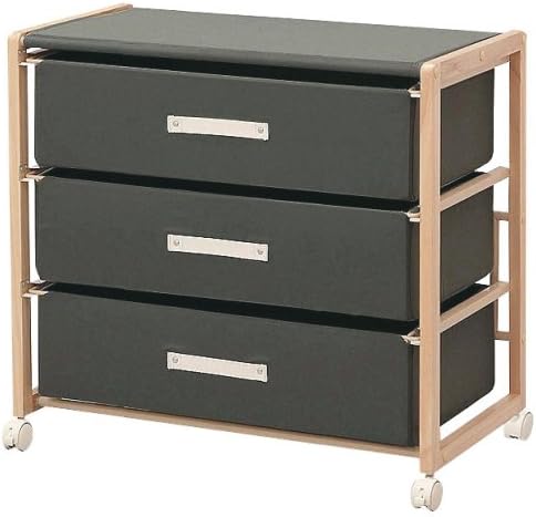 Nakabayashi FFC-301-CN Fabric Chest, Wide 28.3 inches (72 cm), 3 Tiers, Charcoal Gray