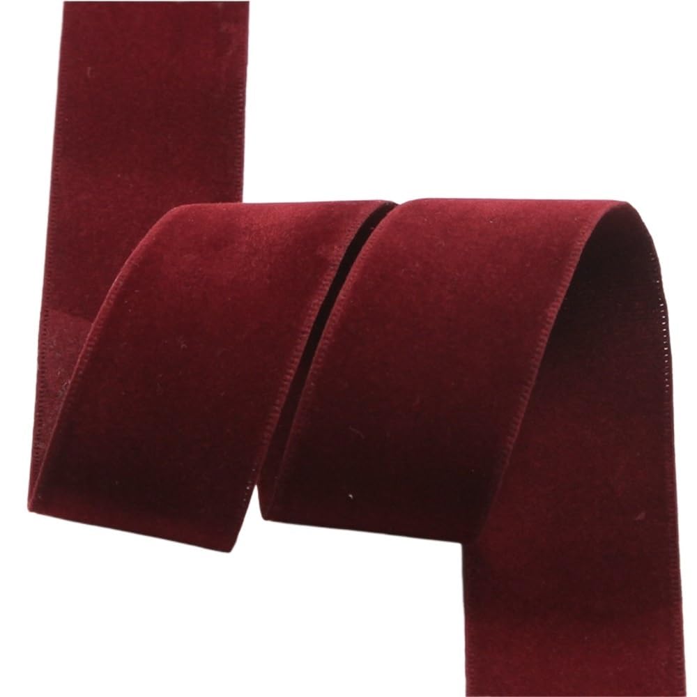 WEITINGKKK Ribbons for Gift Wrapping, Double Face Suede Blank Pressing Velvet Ribbon Wreath Bow Multicolor 25-38mm 5 Yards Roll(Red Wine,38mm)