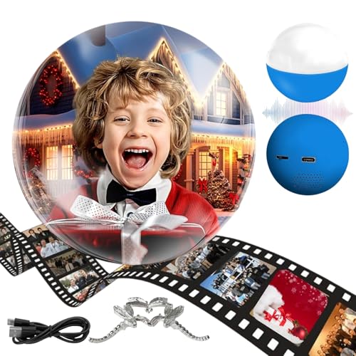 Image of Memory Orb Ball - 2.7 inch Crystal Ball Video Player, Core Memory Orb Christmas Ornament, Uploadable Videos & Photos, DIY Gift for Anniversary, Birthday (Blue)