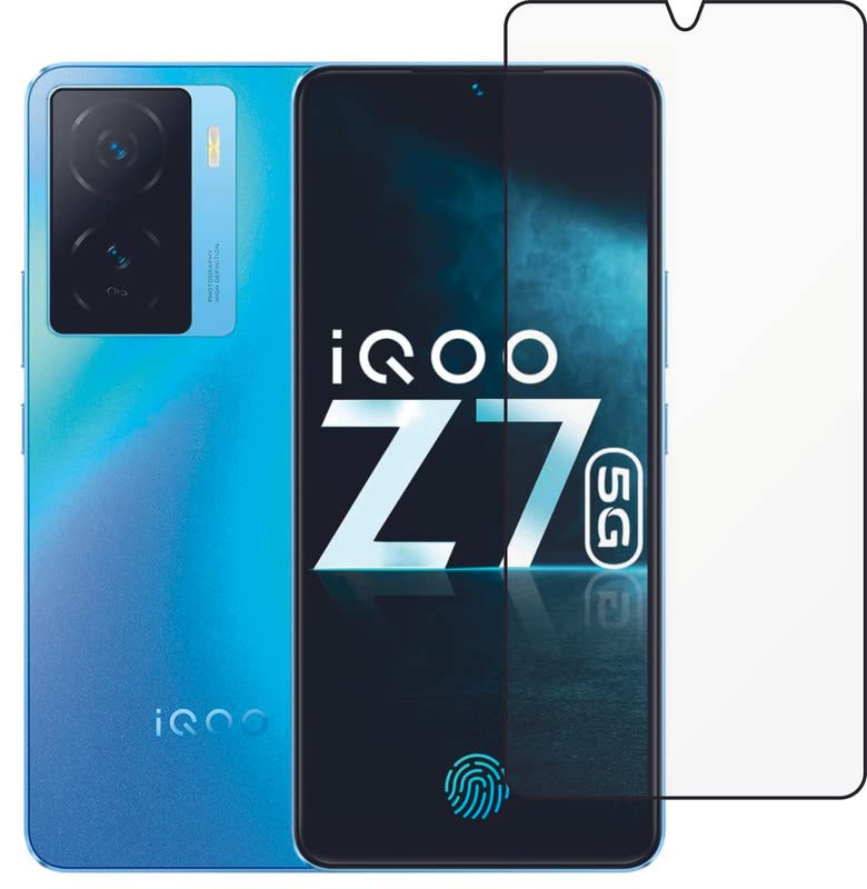 Image of Casodon 5D Tempered Glass Screen Protector Guard for iQoo Z7 5G - Black