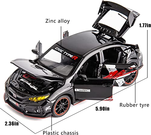 Image of Kids Toy car Playsets 1:32 Type R Diecast Metal Car for Kid Pull Back Metal Cars with 4 Openable Doors Light and Musical Sound (Multi)
