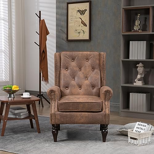 Sillón Tufted Wingback Microfibra Chocolate miniatura 2