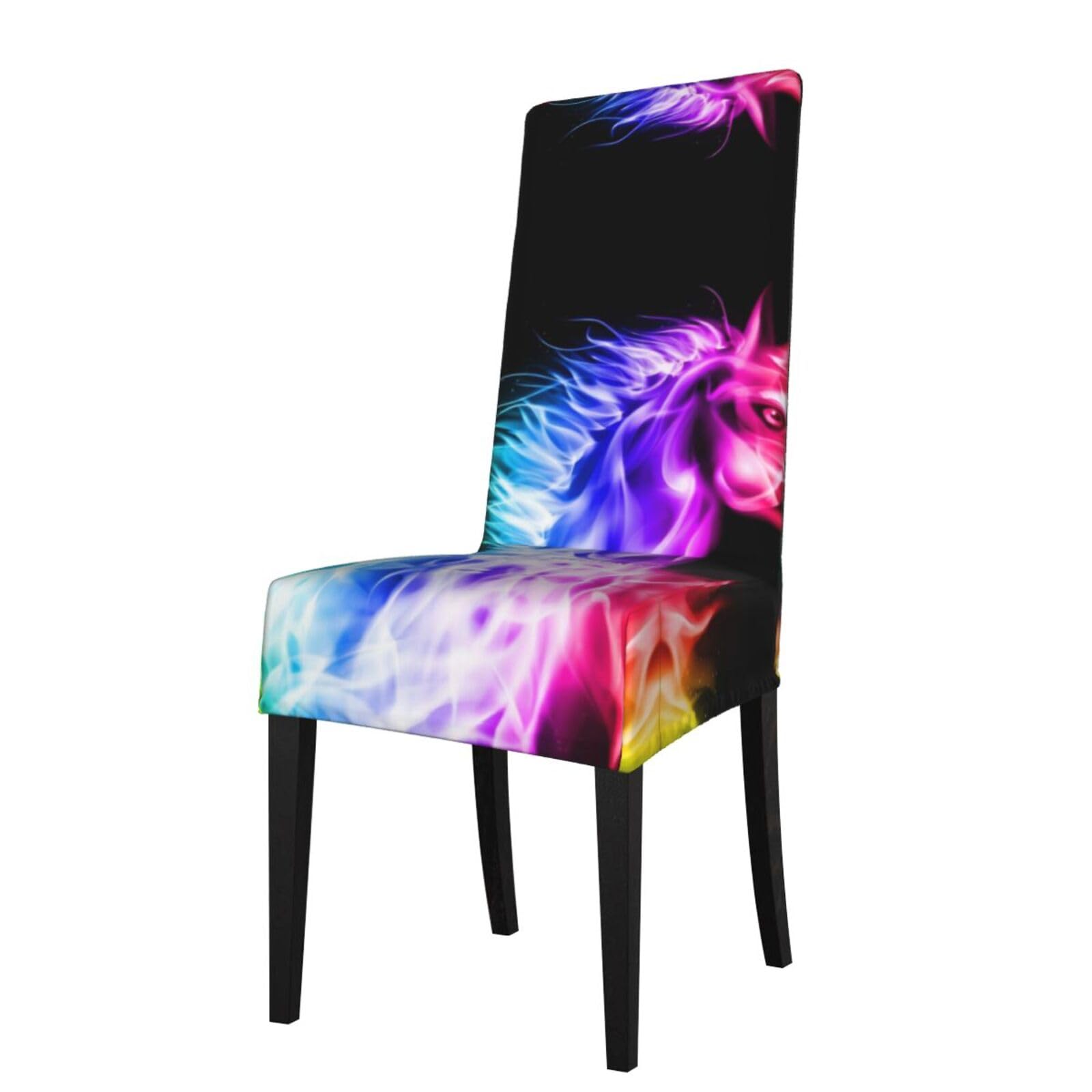 HLSBSSL Fire Horse Printed dining chair covers, wrinkle-resistant and iron-free, suitable for hotels, banquets, and conferences