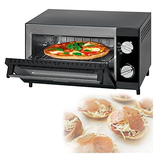 Minihorno con función de parrilla y calor superior e inferior, horno multihorno, horno para pizza (12 L, 1000 W, incluye bandeja, parrilla y bandeja para migas)