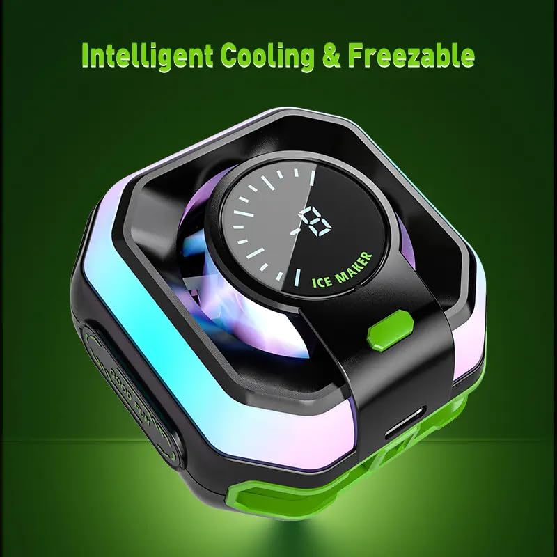 Image of Cubonic Frostrix Instant Frost Mobile Cooler with AI Cooling Mode, Real-Time Temperature Display, 1 Button Control, RGB Lighting, Magnetic /Clip Mount /Metal Plate, Ultra-Quiet Fan for Phone /Tablet