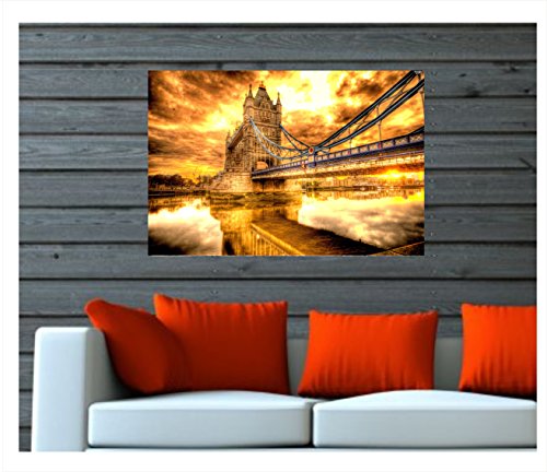 Tableau Tower Bridge rétroéclairé pour illuminer un mur sombre de salon - 4