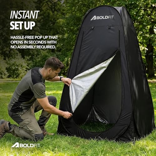 Image of Boldfit Instant Pop-Up Privacy Tent for Camping & Travel, Waterproof Portable Changing Room, Shower & Toilet Tent with UV Protection, Foldable Outdoor Shelter for Beach, Hiking & Camping Use
