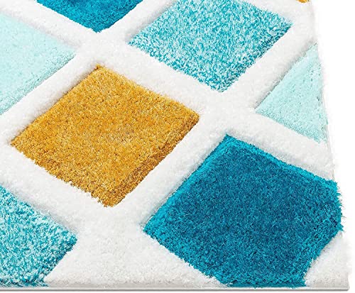 Image of Super Ultra Modern Soft Shaggy Handcrafted Anti-Skid Silk Touch Carpet, Size 9x9 Feet Square, Color Multi