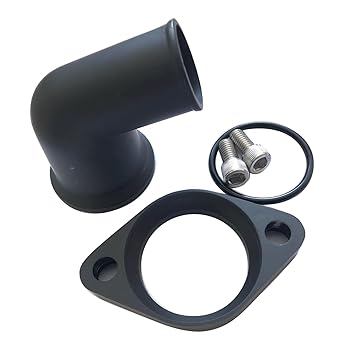 1 SET SHLPDFM BLACK Chevy Water Neck 15 degree Swivel Polished aluminum Water Neck Thermostat Housing Compatible with SBC BBC CHEVY 327 350 396 454 Engines