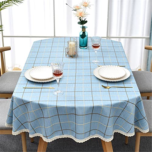 Mantel rectangular rectangular de lino y algodón a cuadros nórdicos para mesa de comedor (color: A, tamaño: 126 x 170 cm) (B 135 x 185 cm)