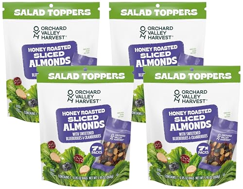 Image of Orchard Valley Harvest Salad Toppers Honey Roasted Sliced Almonds With Sweetened Blueberries & Cranberries Multipack, Gluten Free, Made With Real Fruit, No Artificial Colors, 0.85 oz (Pack of 28)