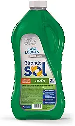Detergente Lava-Louças Limão Girando Sol 2L, Detergente Líquido Para Lavar Louças, Verde, Contém Tensoativo Biodegradável, Dermatologicamente Testado, Sua Casa Merece O Melhor Cuidado