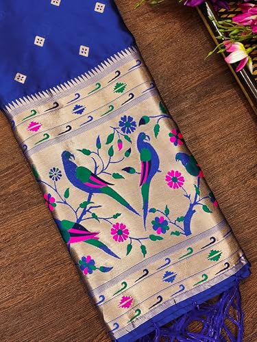 Image of DEVANGI Women's Woven Paithani Banarasi Silk Dupatta /Chunni For Women, Floral Print 1 Meter Wide and 2.3 Meter Length Printed Designer Dupatta /Chunni For Girls