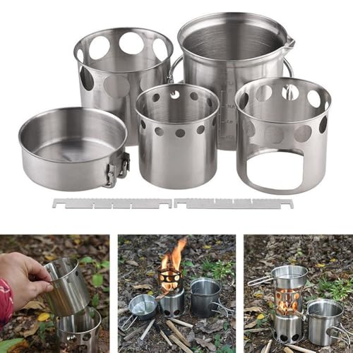 Stainless Steel For Camping Cookware Set with Nesting Stove Design for Reliable Cooking - Image 3