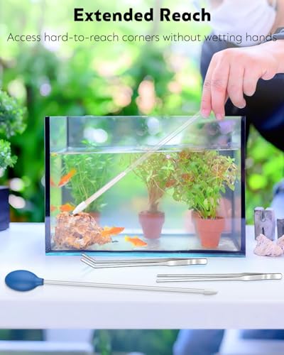 Image of Pawfly Aquarium Coral Feeder Kit, 13.7 inch & 15.7 inch Long Tube with 11 inch Long Tweezers, Coral Food Feeders for Reef Marine Fish Shrimp, Long Acrylic Syringes with Stainless Steel Aquarium Tweezers
