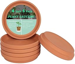 vensovo 4 Inch Terracotta Plant Saucer Pots Tray - 6 Pcs Round Planter Saucers for Indoor & Outdoor Plants, Small Clay Trays Perfect for 3 Inch 3.5 Inch 4 Inch Flower Pot