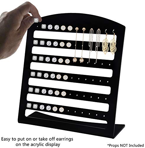 Marketing Holders Hoops Display Boutiques Slant Back Holds 36 Pairs Of Earrings Countertop Storage Value Pack Of 2 Black Studs 72 Holes Showcase Jewelry Rack Organizer Stand Portable Acrylic #TOP3
