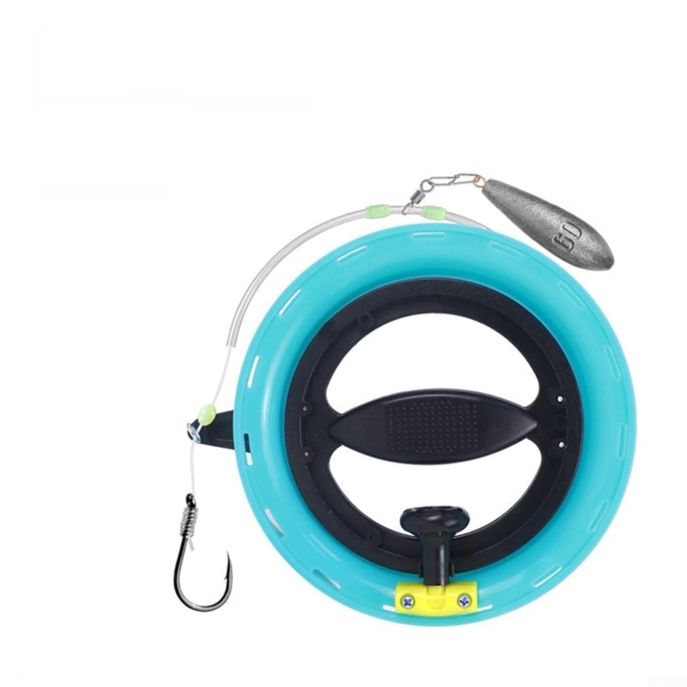Handline Fishing Reel Kit for Grouper Sea Bass for snapper, Complete Pre-Rigged Set with 45m 40# Nylon Line 15# Hook, ABS Hand Spool for Boat Shore Pier Raft Deep Drop Fishing(A-18cm)