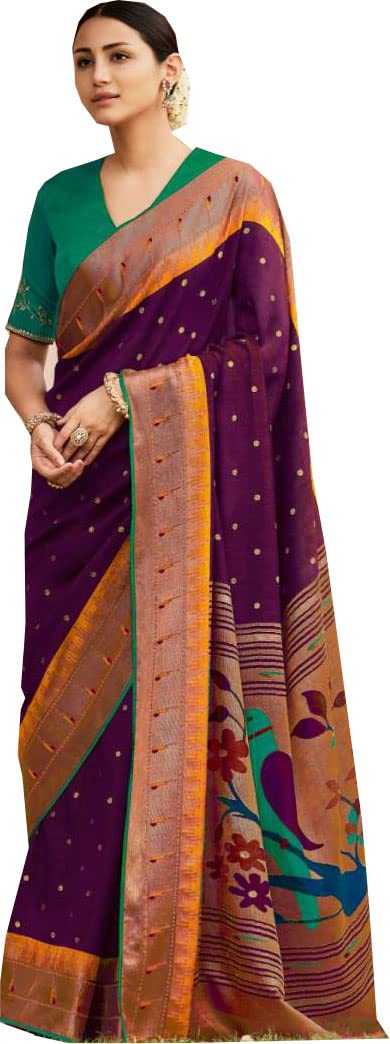 GenericRaj Shree Fashion Banarasi Silk Saree Wending Party Wear Designer Saree Length Saree 5.5 Meter Jacquard Saree Ethnic Wear Woman Unstitched Blouse Piece BAN$24, Red, One Size