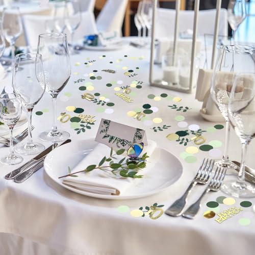 Image of Sage Green 10th Happy Birthday Confetti, 10th Birthday Table Decorations Scatter Green Gold Foil Cake Confetti Decorations for 10 Bday Boys Girls Party Decor 230 Pcs