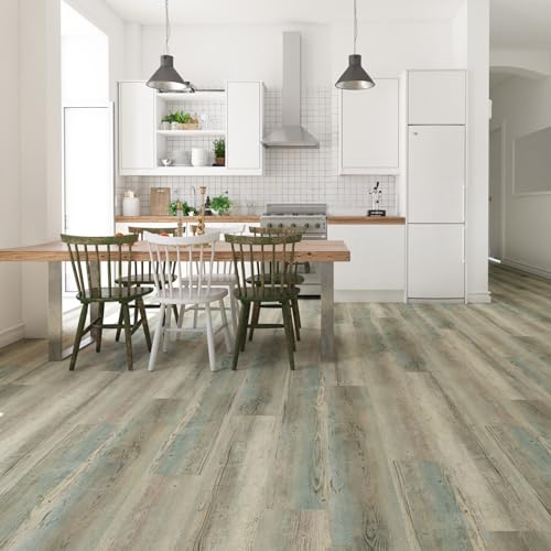 FLOREXP Pavimento in Vinile – Pavimento in Lino con Effetto Legno Grigio, Piastrelle Autoadesive, Impermeabile, per Ufficio e Cucina