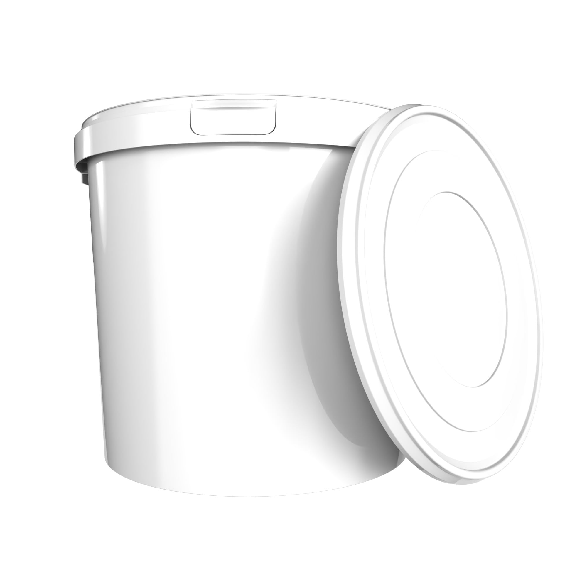 20 Cubos con tapa de 10 l blanco redondo | Cubos de plástico aptos para alimentos, herméticos y estables | Cubos vacíos con asa y tapa adecuados para alimentos, productos químicos, detergente en polvo