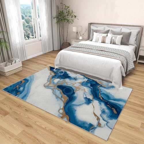Tapis de salon bleu ciel 160x230 tapis marbre antidérapant - 5