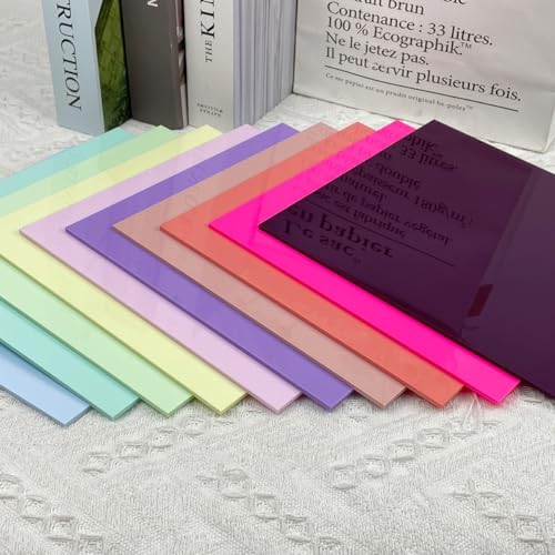 Image of 10 Colors Cell Cast Acrylic Sheets 1 /8inch (3mm) 8x12 200x300mm Laserable Plexiglass Sheets Plasitc Board for Laser Cutting Engraving DIY Project Craft Picture Frames Sign Weding invitaton
