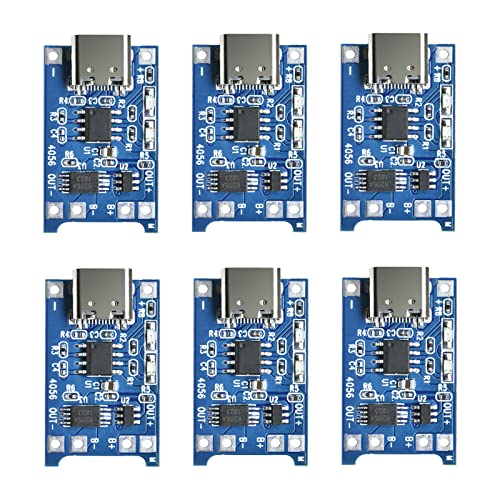 Aideepen 6pcs TC4056 Tipo-C USB-C Interfaz de Entrada USB 5V 1A 18650 LiIon batería de Litio Cargador Tablero módulo Cargador con Funciones de protección Dual.