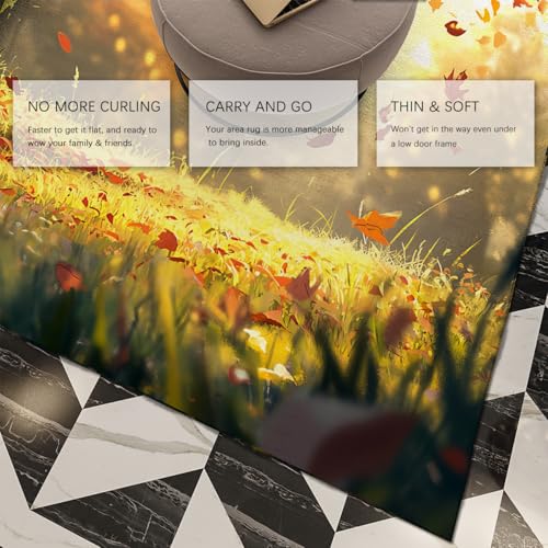 Tapis esthétique falling leaves grass de qualité supérieure poil bas - 4