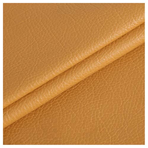 Tissu cuir simili souple jaune boue 1,38x2m pour canapé et chaises