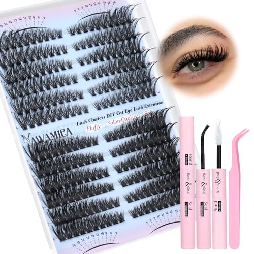 Yawamica Lash Extension Kit 50D/80D Cat Eye Clusters 7-16mm