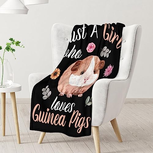 Guinea Pig Blanket Gifts - 50x60 Inches Cute Throw for Girls - Black Soft Fuzzy Blankets for Bed, Couch & Living Room