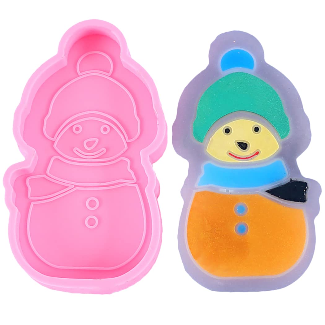 COSYOO Home Kitchen Utensil Bakeware House Snowman Decorating Tool Pink Fondant Mold Silicone Non-Stick Cartoon Reusable DIY Flexible Cake Decoration Mold