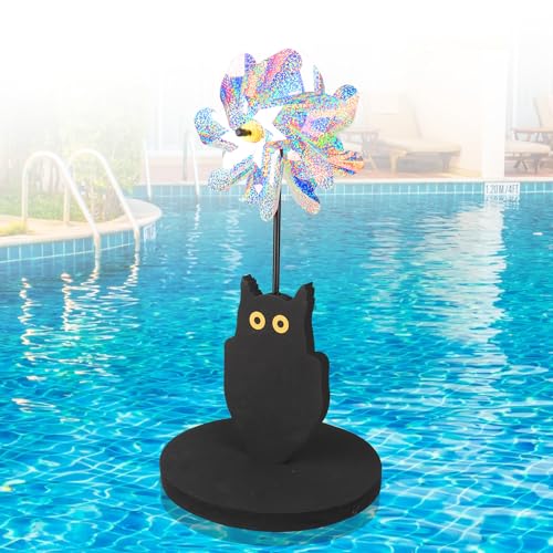 YIBOBO Floating Reflective Pinwheels for Pool, Owl Shape to Scare Birds Away, Keep Birds Ducks Pigeons Away from Your Pool, Boat, Pool Decoration (1)