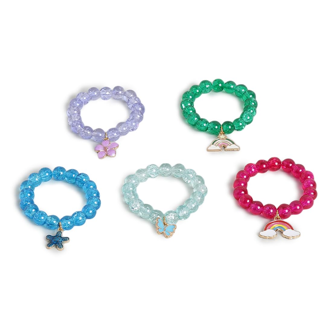 El Regalo 5PCS Girls Kids Toddlers Rainbow Beaded Charms Bracelets Set- Cute Unicorn, Flowers, Pearls, Butterfly, Rainbow, Heart, Star Stretchy Gift Play Party Favors Jewelry for Baby Toddler Girl (B0C86D4CD3) Amazon Price History, Amazon Price Tracker