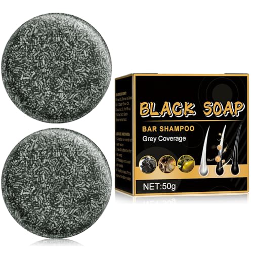 TPTAL Gray Reverse Bar Cover Gray-Hair-Bar Soap Natural Hair Darkening Shampoo Bars for Coverage GrayHair Soap Grays White Hair Reverse Basr Fast Natural Black Hairs Shampoo BarSoap (2PCS)