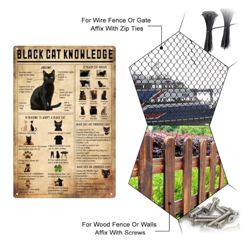SUPERDANT Black Cat Metal Signs Cat Knowledge Tin Sign Funny Signs and Plaque Vintage Decor Cute Kitty Wll Plaques Man Cave Sign for Home Bar Cafe Wall Decor - Image 4