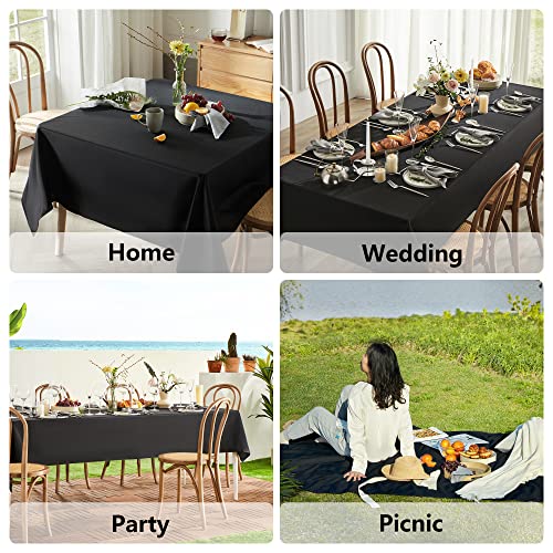 Mysky Home 2Pack Black Tablecloth 54X108 Inch Rectangle Table Cloth- Wrinkle Resistant Washable Polyester Table Cover For Dining Party And Camping #TOP4