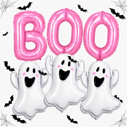 Image of Halloween Foil Balloons Pink Halloween Balloons Ghost Balloon BOO