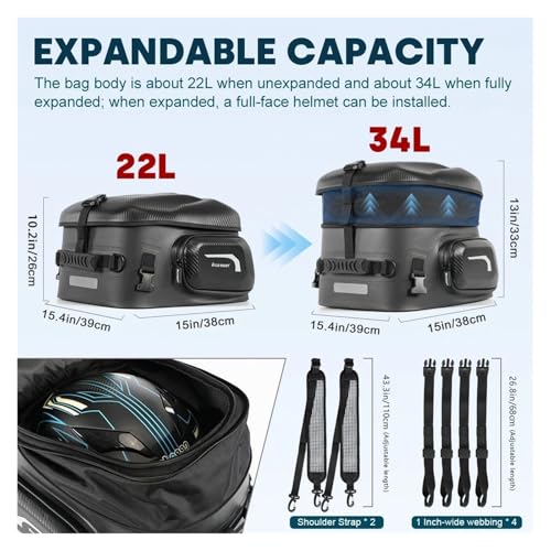 Bolsas Asiento Motocicleta 34L Impermeable Mochila Concha Dura 4